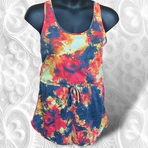 Ambiance Fire Tie-Dye Tank Shorts Romper